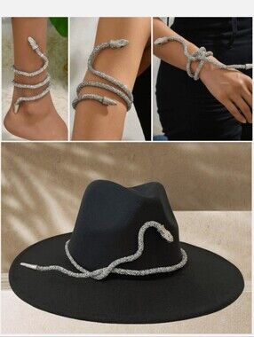 Pair of Bendable Snake Sparkling Crystal Wrap Bracelets / Chokers / Wrap Decor